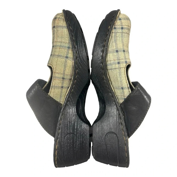 Born Della Plaid Leather Slip On Mules Clogs Slides Comfort Bohemian Boho Chic - Picture 6 of 12
